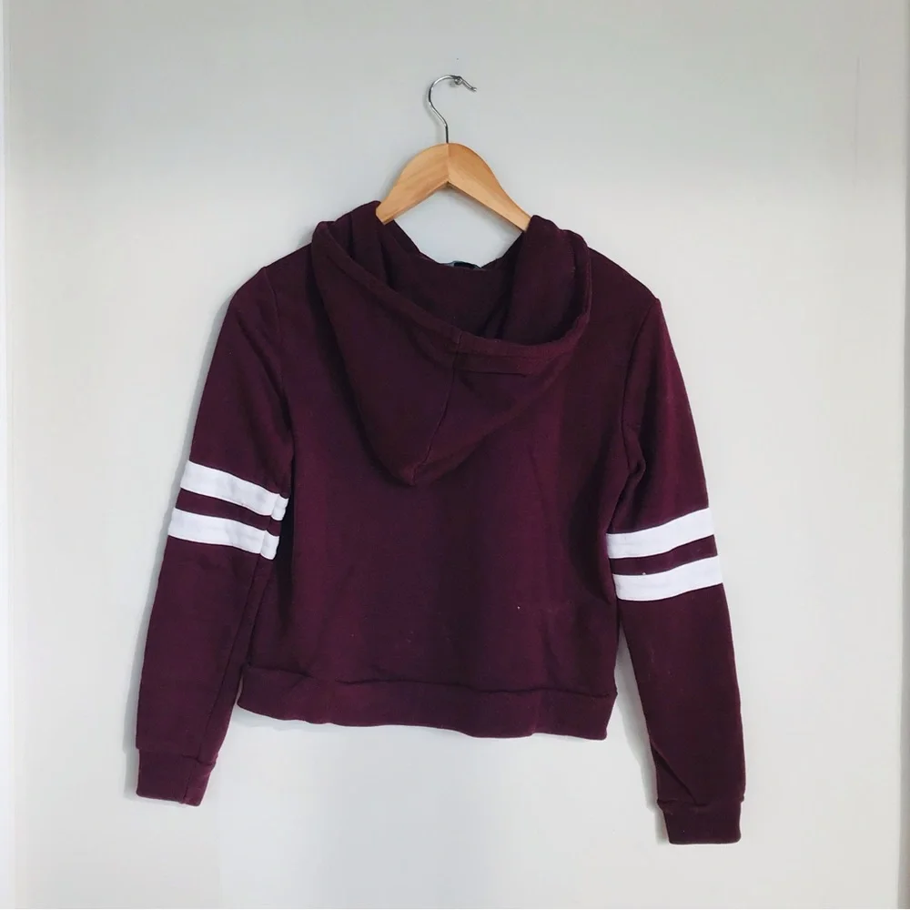 Forever 21 XXI Maroon Varsity Hoodie Sweatshirt Size S - Picture 5 of 6